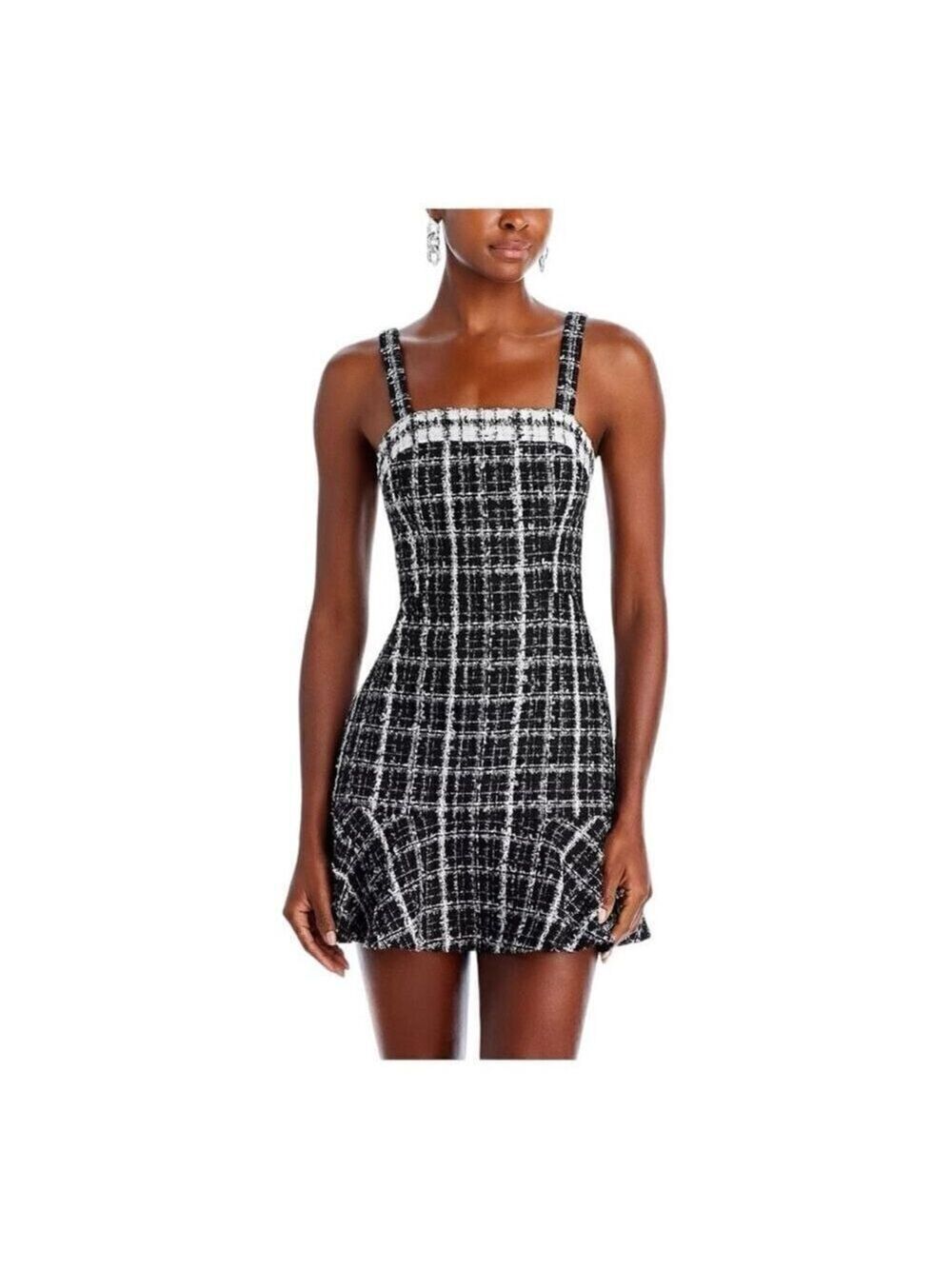 Alice + Olivia Black and White Kaidra Tweed Mini Dress size 10